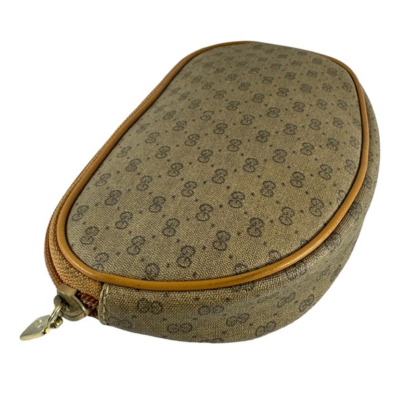 70's GUCCI Beige Canvas Micro Supreme GG Pattern Makeup Pouch Bag Authenticated - Picture 8 of 15
